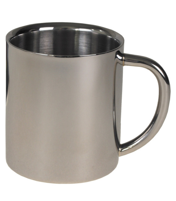 Tasse Isotherme Corse En Inox Double Paroi - 200 Ml, Couleur Grise, Fabriquée En France