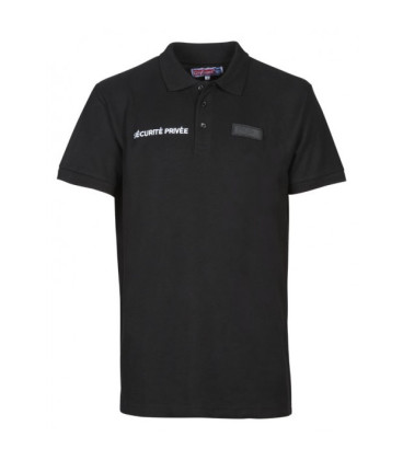 Polo Noir sécurité privée petite fenêtre pour matricule