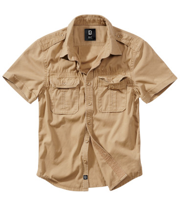 Chemise vintage saharienne manches courtes Beige Brandit Militaire / Armée