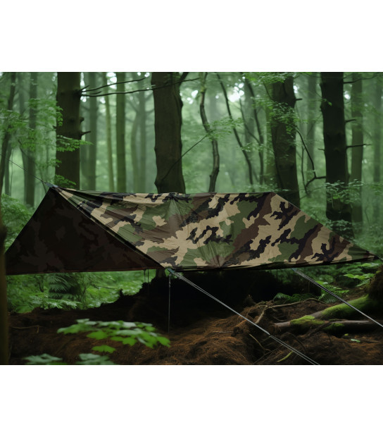 Bâche Camouflage Militaire 2x2m - Imperméable & Légère - Tarp Plein Air Randonnée Camping