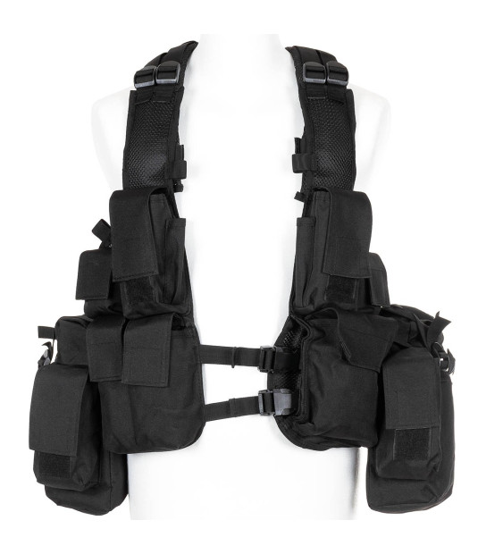 Gilet Tactique Intervention PATROL - Polyester 1000D Avec Holster (Noir, Taille Unique)