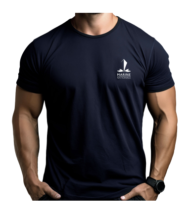 T-shirt Marine Nationale marquage recto/verso Opex Bleu Marine