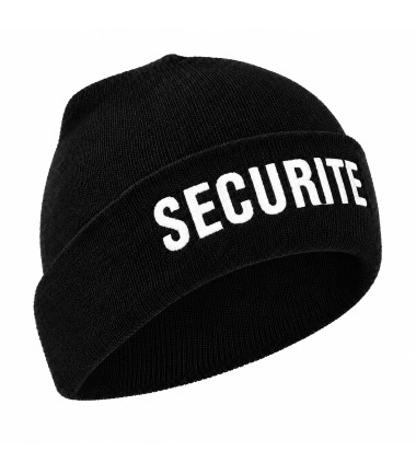 Bonnet noir maille thinsulate brode securite