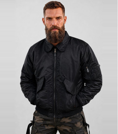 Blouson de pilote US en nylon noir - Surplus militaire