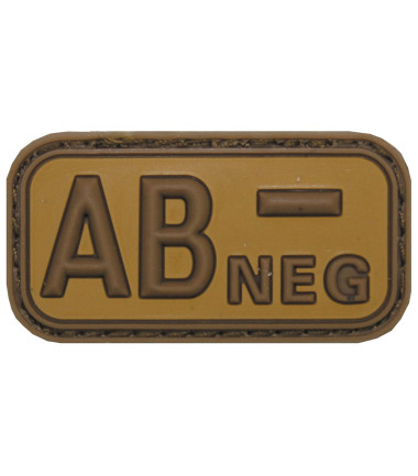 Insigne velcro, marron/kaki, groupe sanguin "AB NEG", 3D