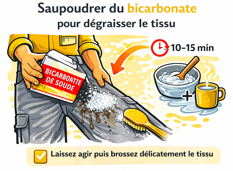 Bicarbonate de soude pour enlever tache sur vêtement de travail