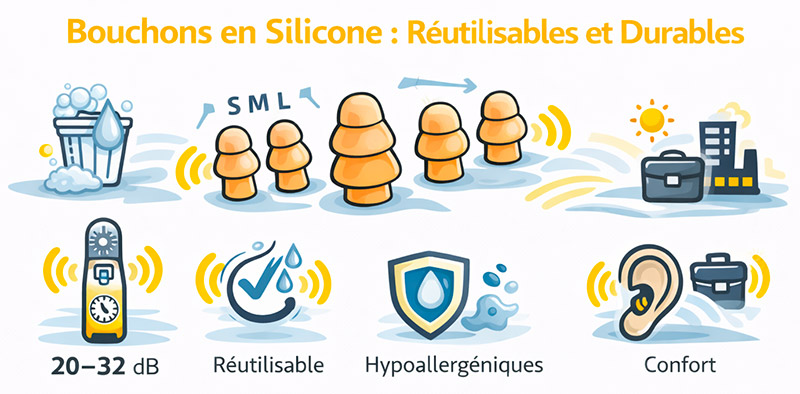 Utilisation des bouchons en silicone