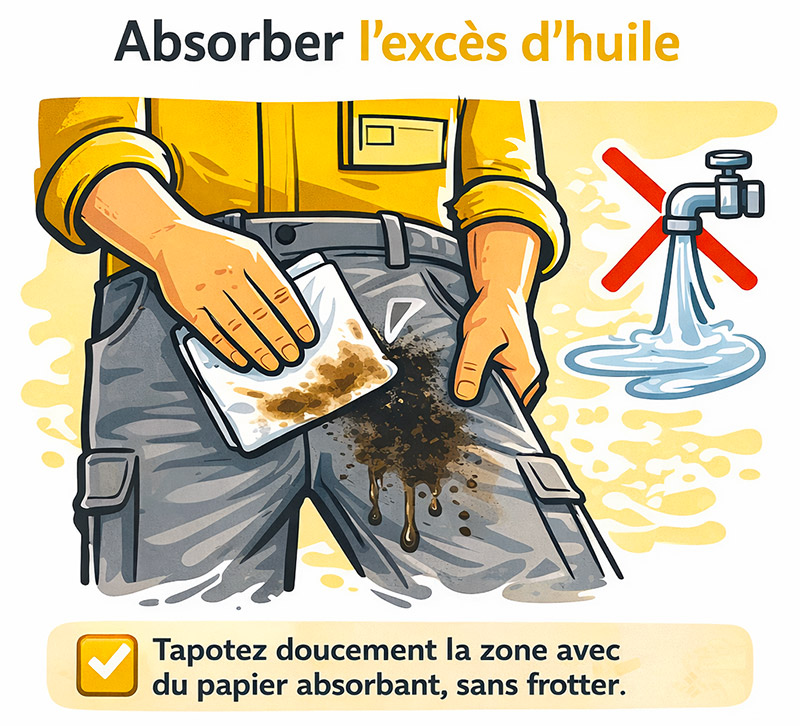 Tapotez la tache avec un chiffon absorbant