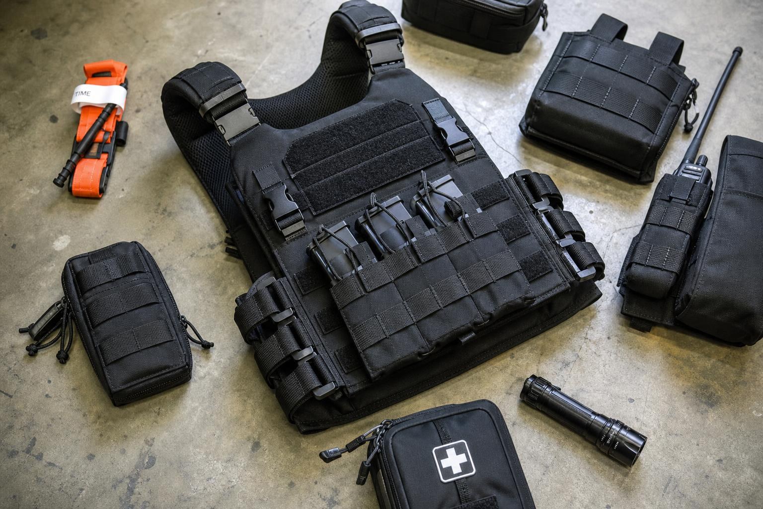 Gilet tactique police : accessoires MOLLE pour l'urbain