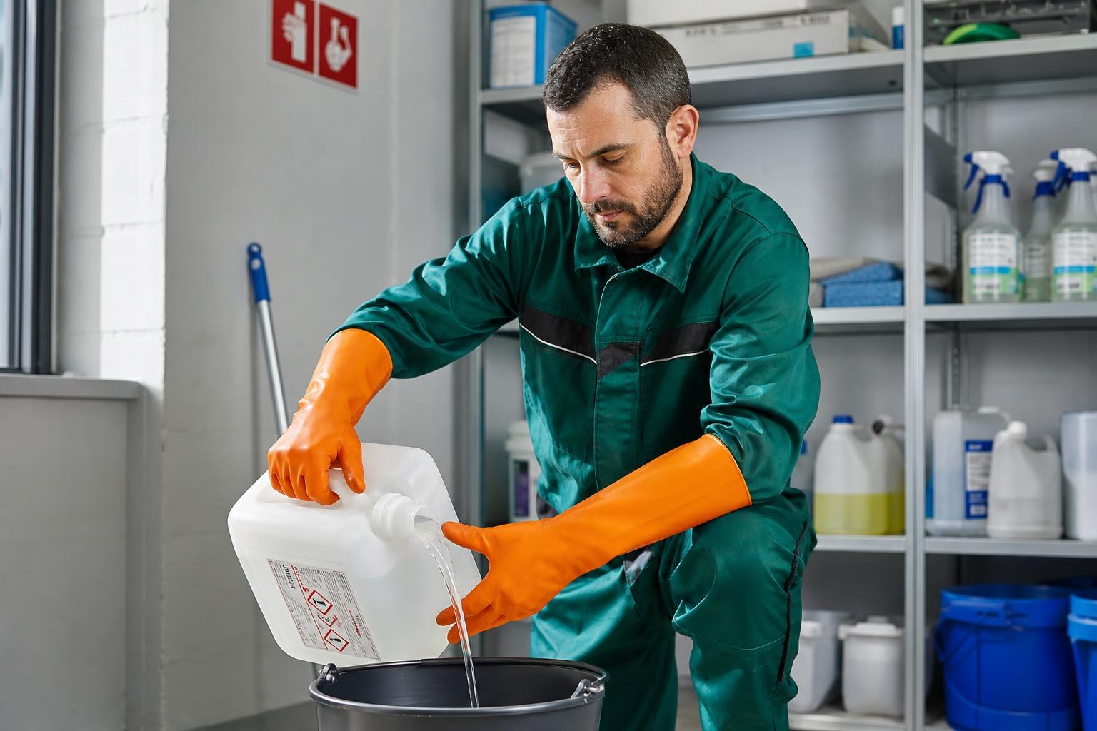 Gants ménage longue manchette et produits chimiques